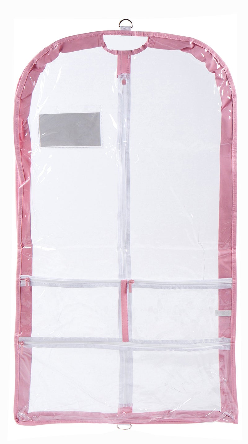 Danz N Motion Clear Plastic Garment Bag with Pockets for Dance Competitions Danshuz - Pink - Image 2