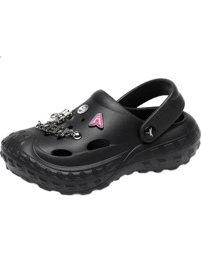 Red Dragonfly Women'S Hollow Out Beach Sandals With Thick Bottom And Increased Height, Peep Toe Slippers Wgk240331 Black Size 40-41 - Image 2