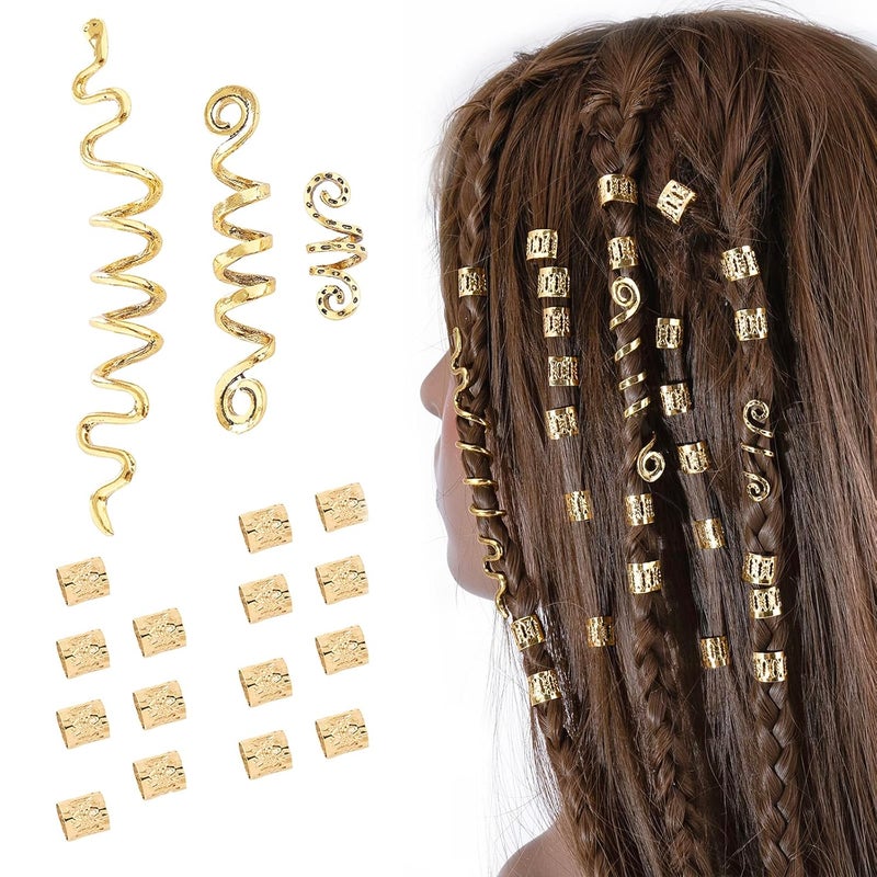FRDTLUTHW 18Pcs Hair Accessories Loc Hair Jewelry for Women Braids Dreadlock Beads Metal Hair Clips Decoration GoldMultiple Stylesstyle4