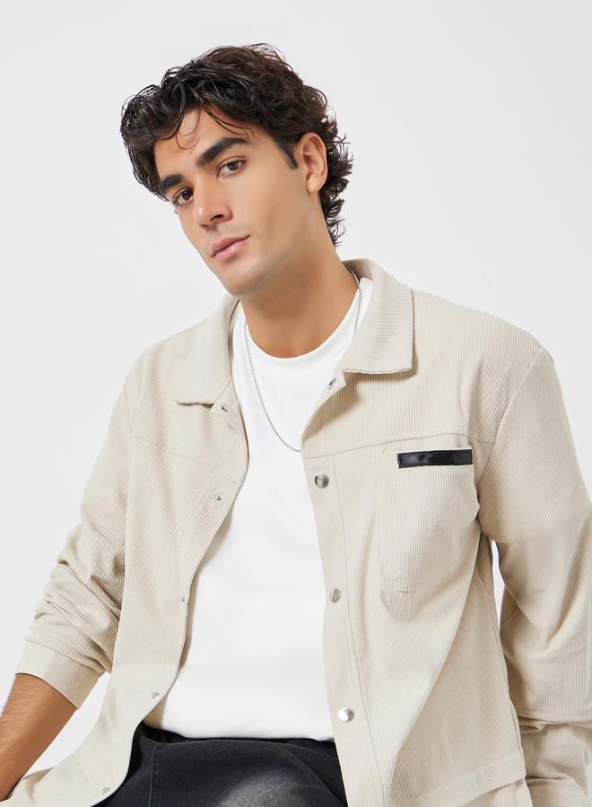 تايك تو جاكيت رجالي من الكوردروي بأزرار معدنية وجيوب - Image 1
