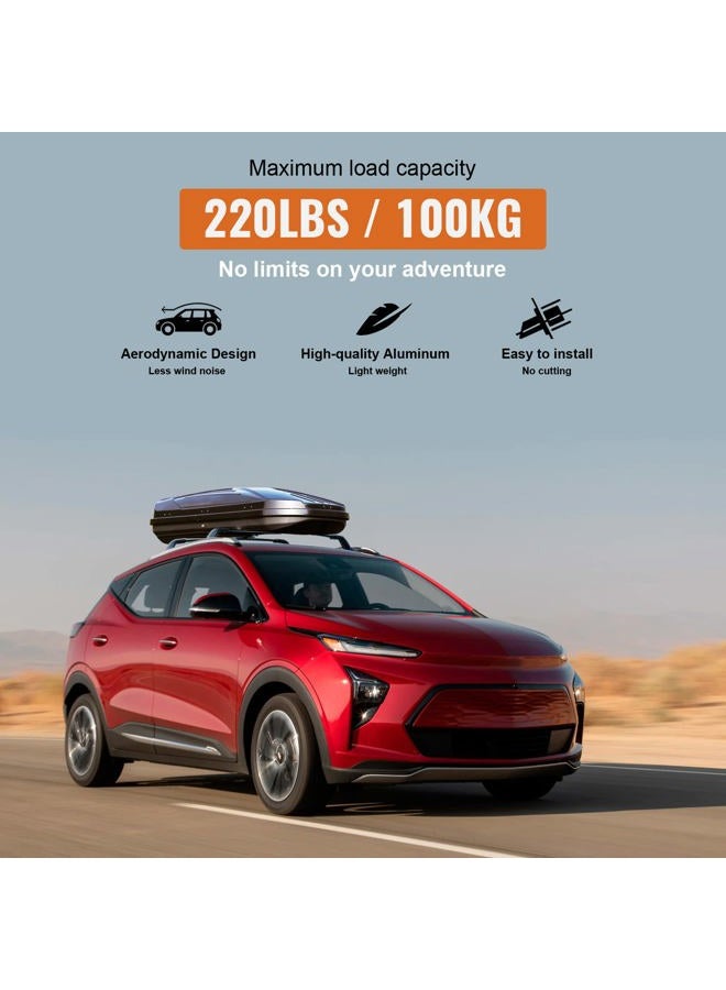 wonderdriver Upgraded Heavy Duty 220lb Roof Rack Cross Bars for Chevy Chevrolet Bolt EUV Bolt-EUV 2022 2023, 100% Made of Metal Aluminum Crossbar Luggage Racks Rail Rooftop Carrier Canoe Kayak Bike Cargo Black - Image 5