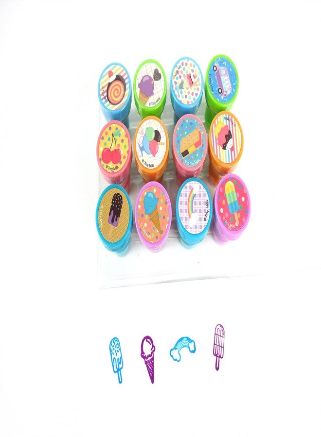 TINYMILLS 12 Pcs Ice Cream Stamp Kit for Kids Self Inking Stamps Gift Baby Shower Summer Party Favors - Image 1