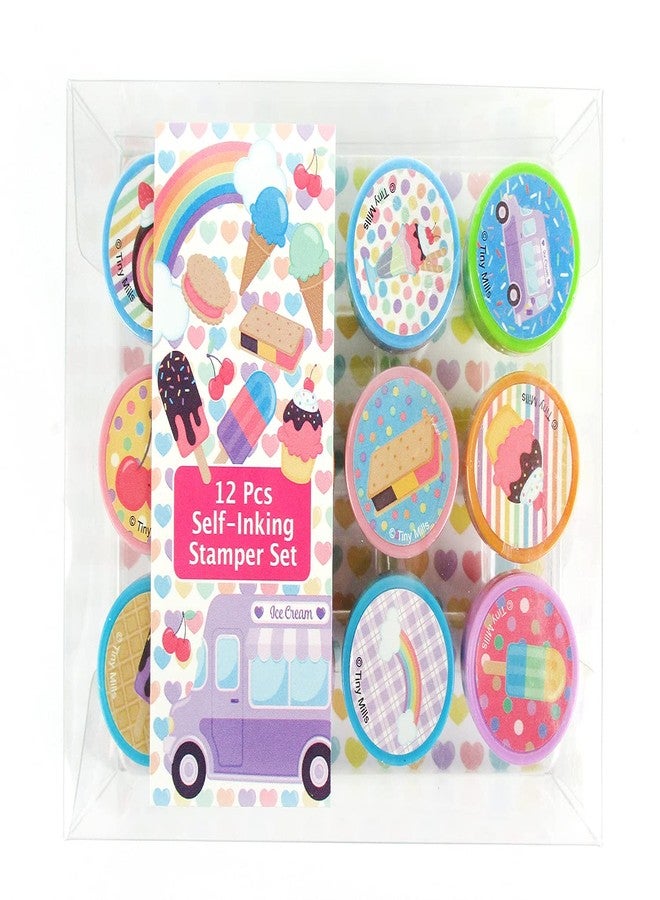 TINYMILLS 12 Pcs Ice Cream Stamp Kit for Kids Self Inking Stamps Gift Baby Shower Summer Party Favors - Image 2