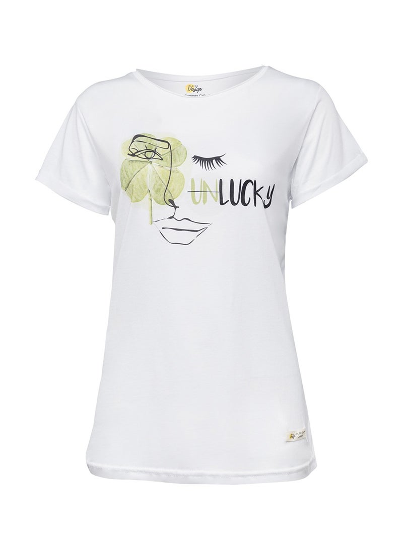 Biggdesign Faces Lucky  Women's T-Shirt, Cotton Material, Custom Design, Size M - Image 5