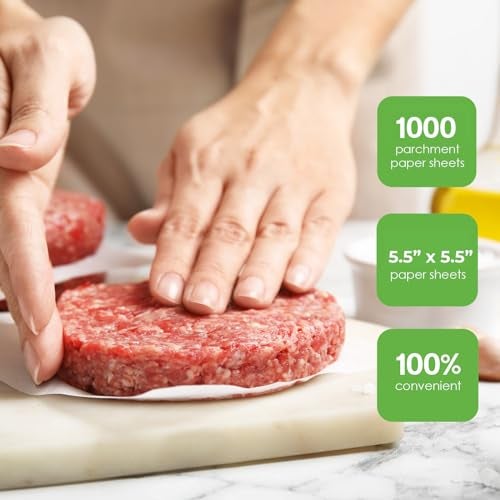 Netko Patty Paper - Hamburger press Patty Paper Sheets 5.5x5.5" - 1000 Non stick Wax Burger Patty paper Squares for Burger Press, Freezing & More - Image 3
