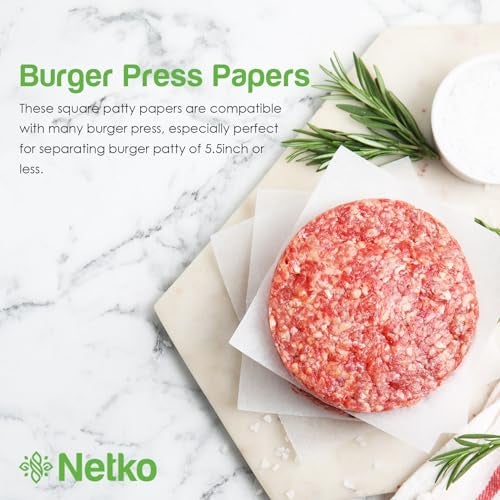 Netko Patty Paper - Hamburger press Patty Paper Sheets 5.5x5.5" - 1000 Non stick Wax Burger Patty paper Squares for Burger Press, Freezing & More - Image 4