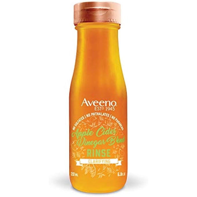 Aveeno APPLE CIDER VINEGAR CLARIFYING IN-SHOWER RINSE FOR BALANCED, SHINY HAIR - SULFATE-FREE, PH-BALANCING TREATMENT FOR OILY OR DULL HAIR, PARABEN & DYE-FREE, 6.8 FL OZ - Image 1