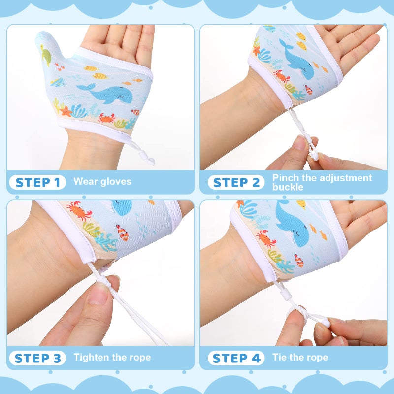 Seematn 4 Pairs Thumb Sucking Stop for Kids Breathable Thumb Suck Guard for Baby Toddler Stop Sucking Fingers Nail Biting Gloves(3-6 Years,Dinosaur) - Image 4