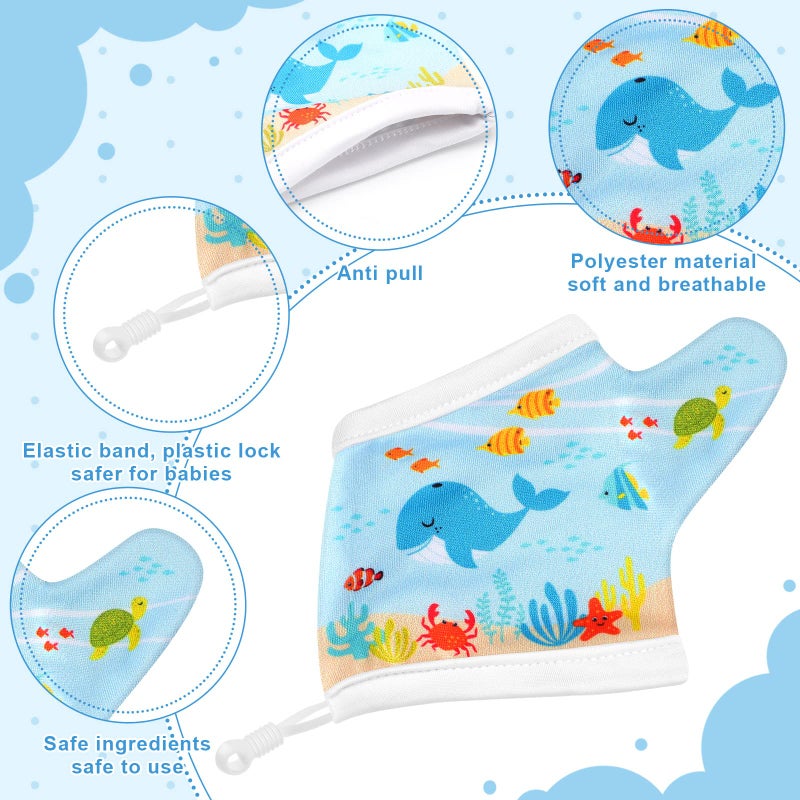 Seematn 4 Pairs Thumb Sucking Stop for Kids Breathable Thumb Suck Guard for Baby Toddler Stop Sucking Fingers Nail Biting Gloves(3-6 Years,Dinosaur) - Image 3