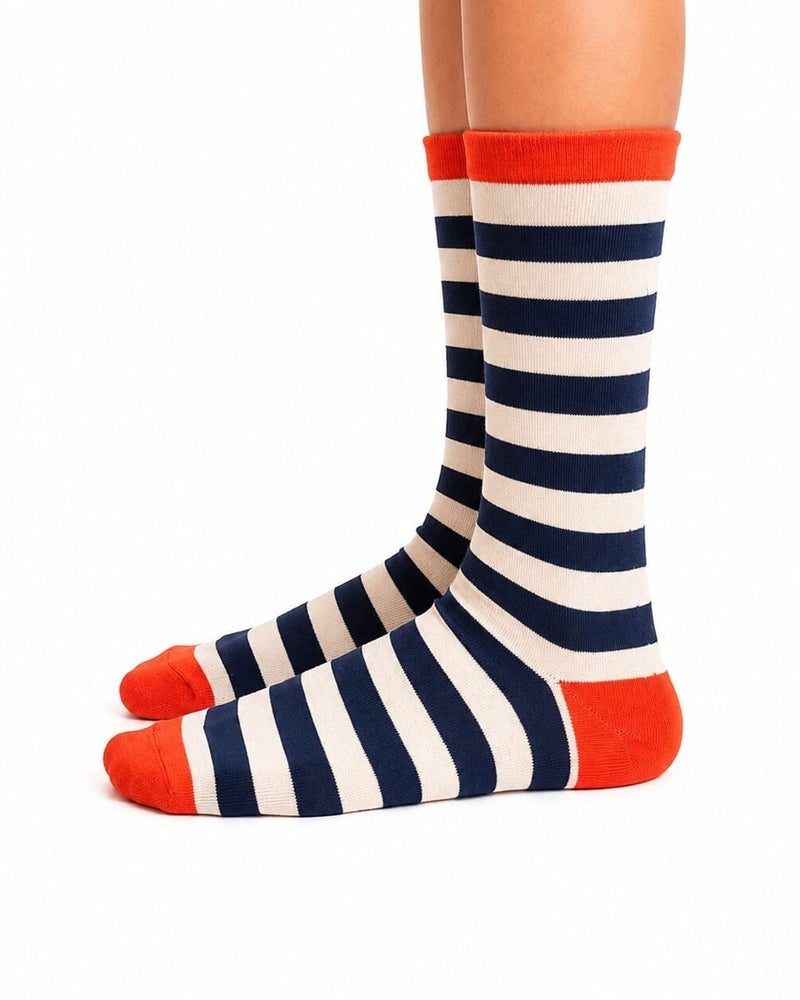 In Your Shoe Navy & White Playground Neck Socks - Image 1