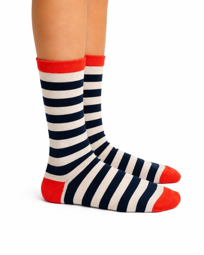 In Your Shoe Navy & White Playground Neck Socks - Image 4