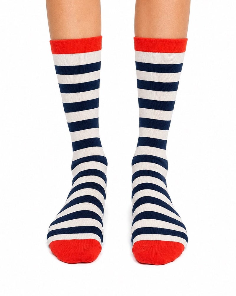 In Your Shoe Navy & White Playground Neck Socks - Image 3
