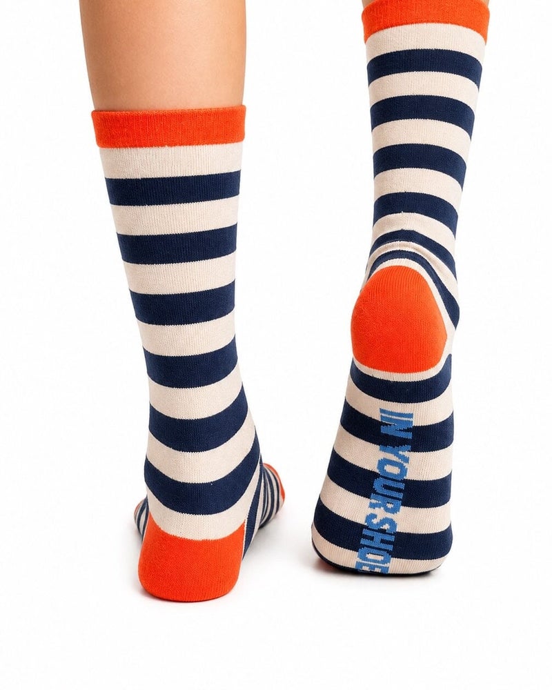 In Your Shoe Navy & White Playground Neck Socks - Image 2