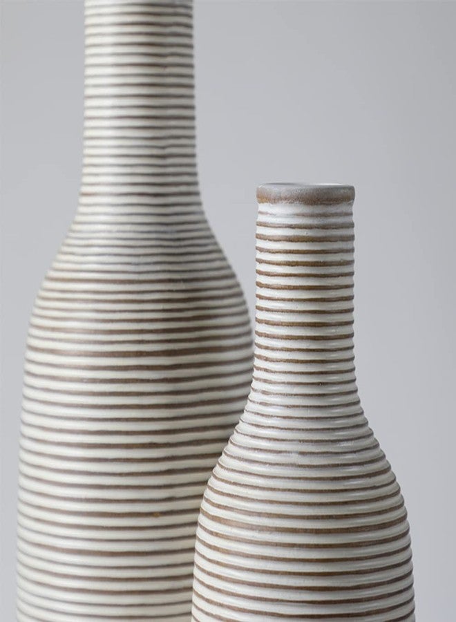Seraphic Modern Rustic Farmhouse Boho White Vase Set for Flowers, Decor, Shelf or Cabinet - Image 5