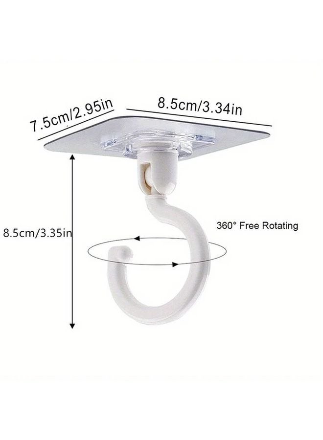 5pcs Black Rotatable Adhesive Ceiling Hooks No Drill Easy Install Home Garden Decor - Image 4