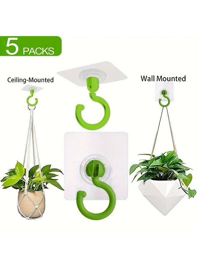 5pcs Black Rotatable Adhesive Ceiling Hooks No Drill Easy Install Home Garden Decor - Image 5