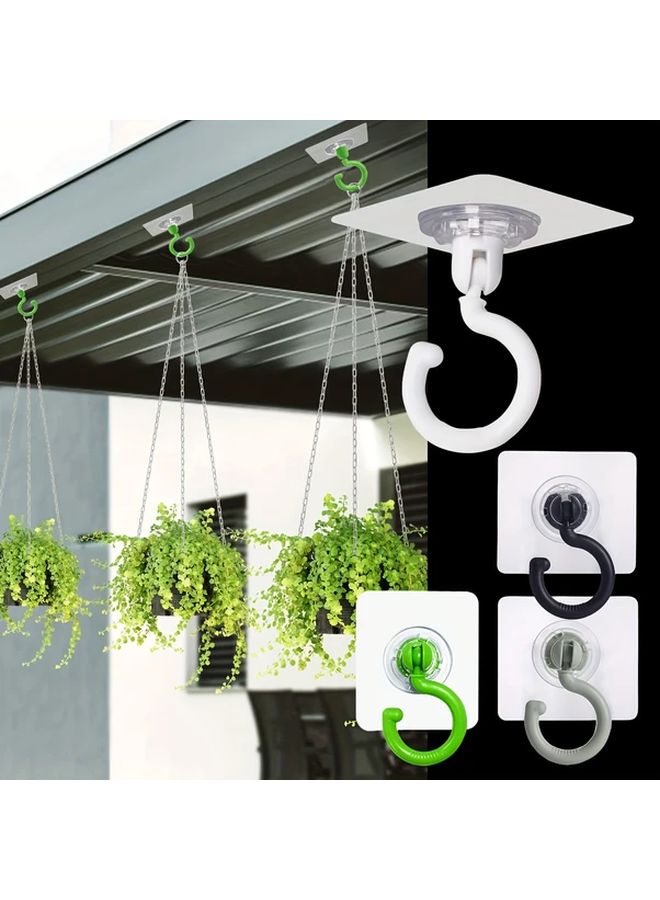 5pcs Black Rotatable Adhesive Ceiling Hooks No Drill Easy Install Home Garden Decor - Image 2