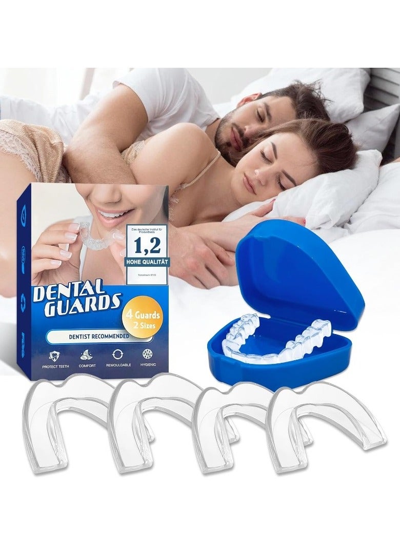 Generic Mouth Guard for Grinding Teeth and Clenching Anti Grinding Teeth Custom Moldable Dental Guard，Dental Night Guards,Stops Bruxism, Eliminates Teeth Clenching 2 Sizes, Pack of 4 with Travel Hygien  - Image 1