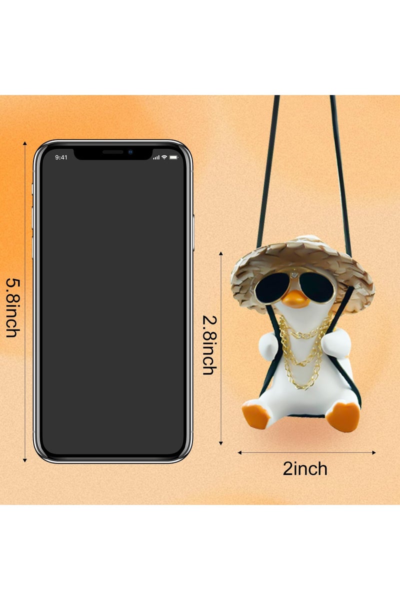 فلوشرينيك حلية تعليق البطة المتأرجحة في السيارة - حلية مرآة الرؤية الخلفية اللطيفة - إكسسوارات للرجال والنساء والمراهقين - مناسبة للسيارات والشاحنات والمنازل والمكاتب - Image 2