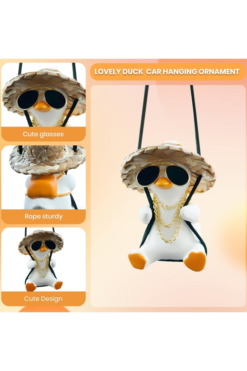 فلوشرينيك حلية تعليق البطة المتأرجحة في السيارة - حلية مرآة الرؤية الخلفية اللطيفة - إكسسوارات للرجال والنساء والمراهقين - مناسبة للسيارات والشاحنات والمنازل والمكاتب - Image 3