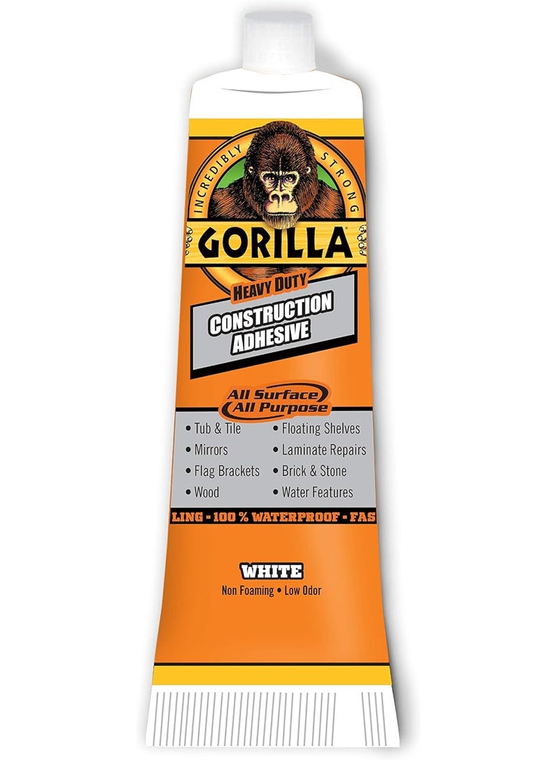 Gorilla Glue Gorilla Heavy Duty Construction Adhesive, 2.5 Ounce Squeeze Tube, White, (Pack of 2) - Image 3
