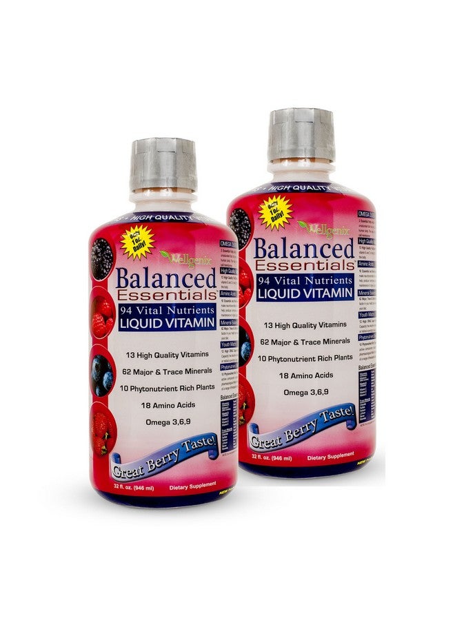 ويلجينيكس Wellgenix Balanced Essentials Plus New Formula - نكهة التوت 32 أونصة (عبوة من قطعتين) - فيتامين سائل - مكمل متعدد الفيتامينات كامل - معزز للمناعة والصحة العامة - للبالغين والأطفال والأطفال الصغار