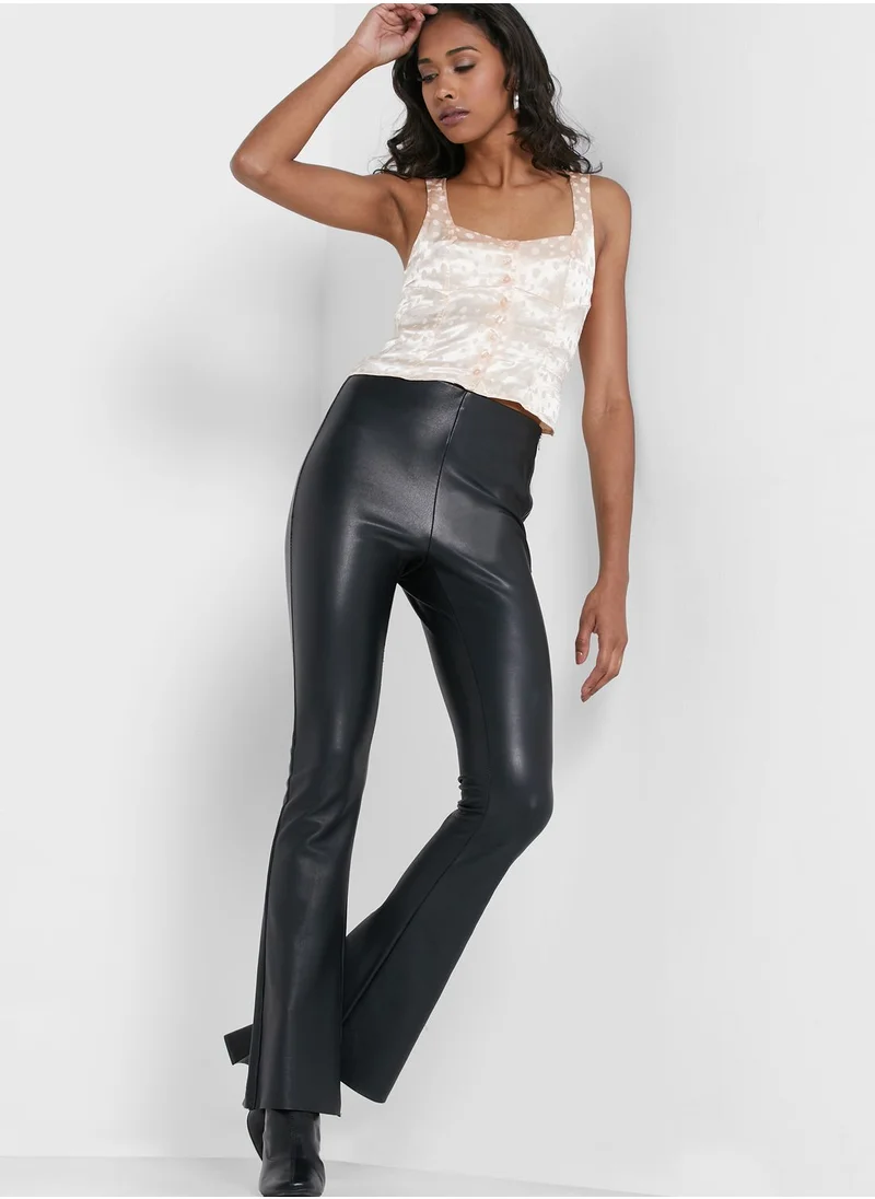 TOPSHOP Button Detail Crop Top