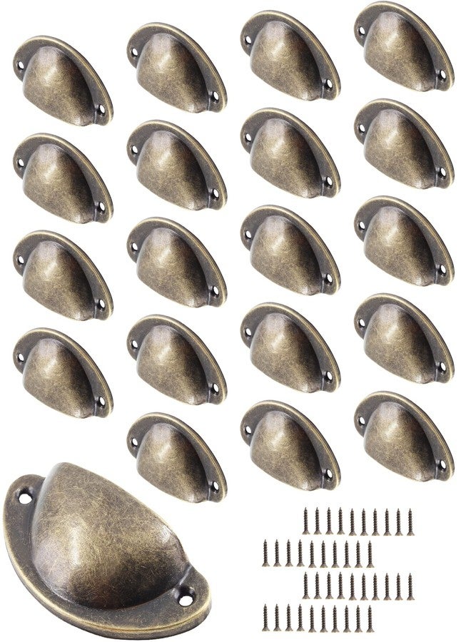 Bivethoi 20 Pack Cabinet Bin Cup Pulls Antique Bronze Half Moon Drawer Pulls, 2-5/8 Inch / 67mm Hole Center Dresser Pull Hardware Shell Pull Handles, Vintage Metal Cupboard Handles for Kitchen Closet - Image 1