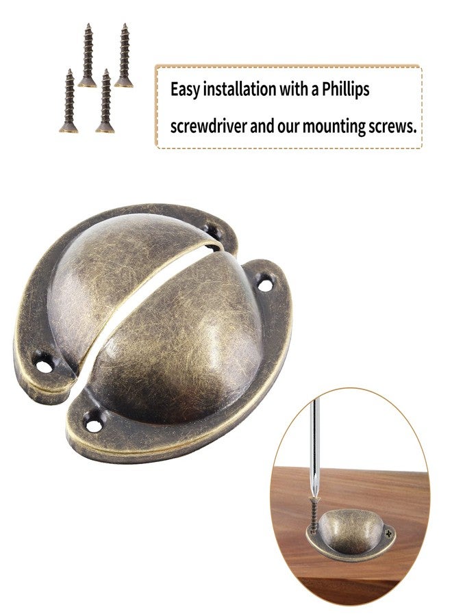 Bivethoi 20 Pack Cabinet Bin Cup Pulls Antique Bronze Half Moon Drawer Pulls, 2-5/8 Inch / 67mm Hole Center Dresser Pull Hardware Shell Pull Handles, Vintage Metal Cupboard Handles for Kitchen Closet - Image 5