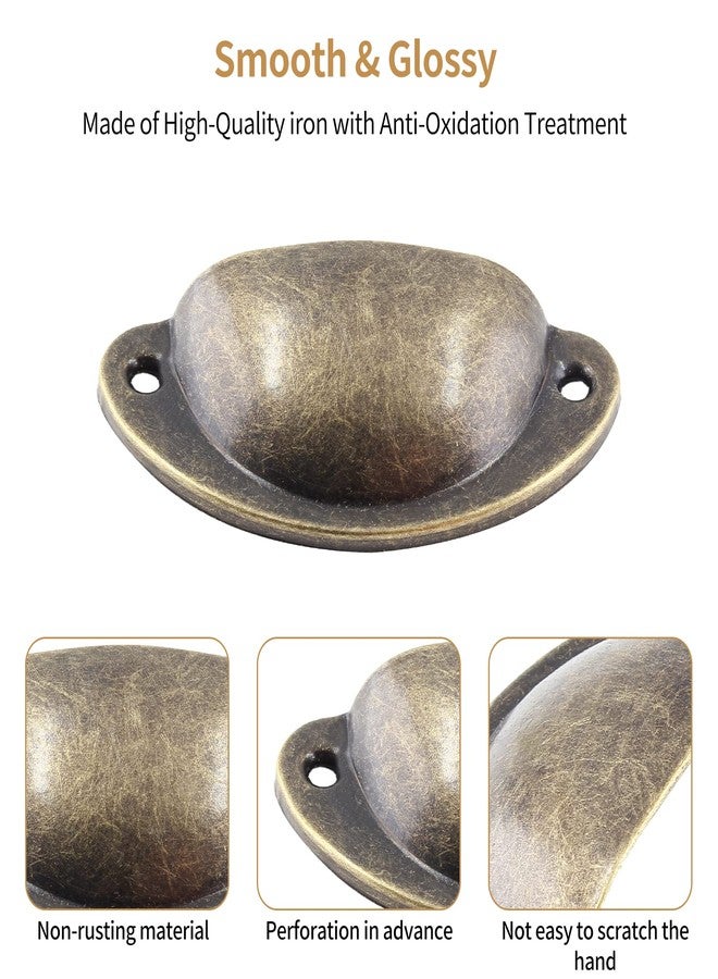 Bivethoi 20 Pack Cabinet Bin Cup Pulls Antique Bronze Half Moon Drawer Pulls, 2-5/8 Inch / 67mm Hole Center Dresser Pull Hardware Shell Pull Handles, Vintage Metal Cupboard Handles for Kitchen Closet - Image 3