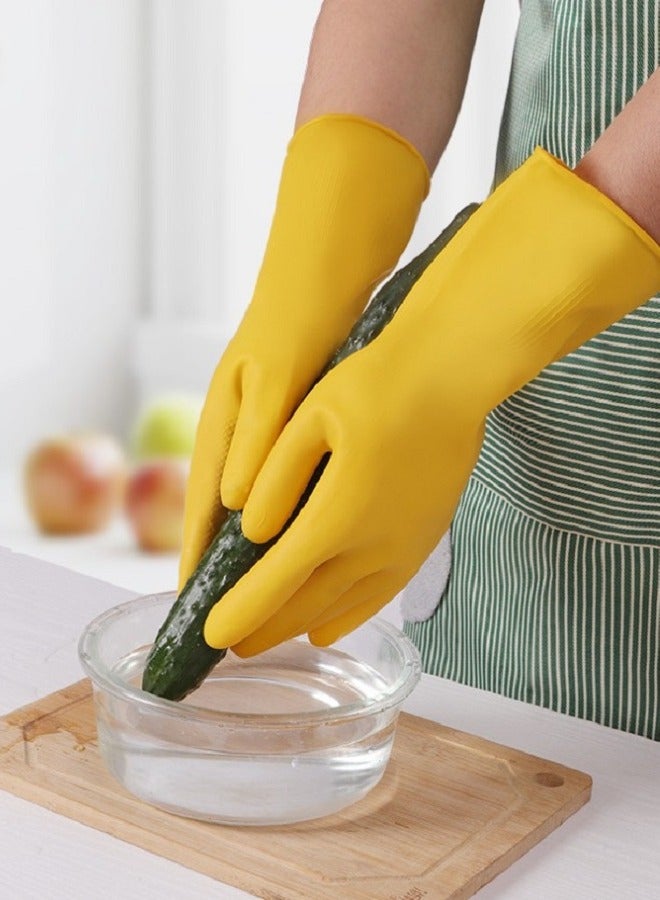 Super Grip Household Gloves Thickened Oxford Latex Gloves Rubber Waterproof Multifunctional Household Dishwashing Gloves Yellow M - Image 5