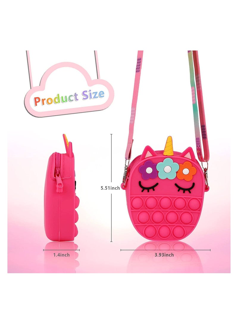 GGEROU Pop Purse Unicorn for Girls, Pop On Its Fidget Purse Shoulder Bag Best Gift, Push Bubble Popit New Year Present Handbag Crossbody Bag - Image 3