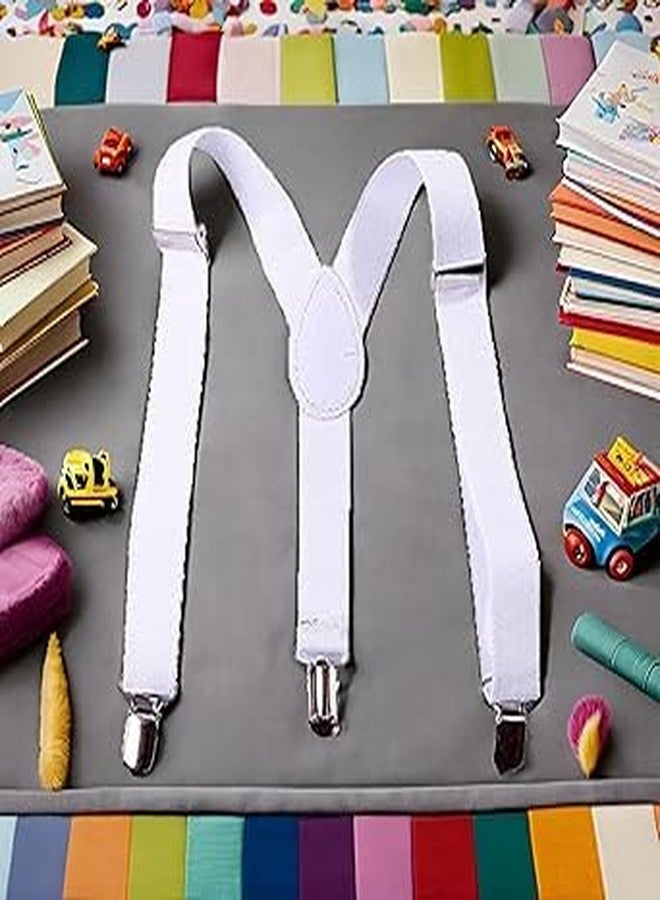 GOUDOGEDC 2Pcs White Child Girls Boys Suspenders Braces,Kids Y-Back Adjustable Elastic Suspenders with Metal Clips for Boys Girls, for Adjustable - Elastic Y Shape Suspender - Image 4