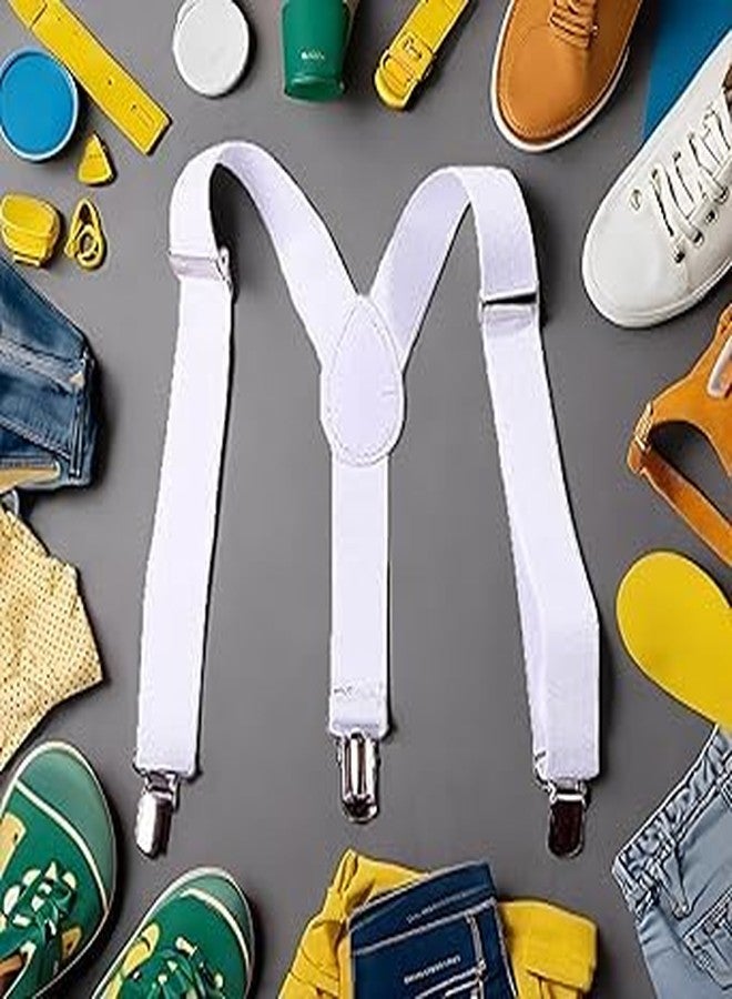 GOUDOGEDC 2Pcs White Child Girls Boys Suspenders Braces,Kids Y-Back Adjustable Elastic Suspenders with Metal Clips for Boys Girls, for Adjustable - Elastic Y Shape Suspender - Image 5