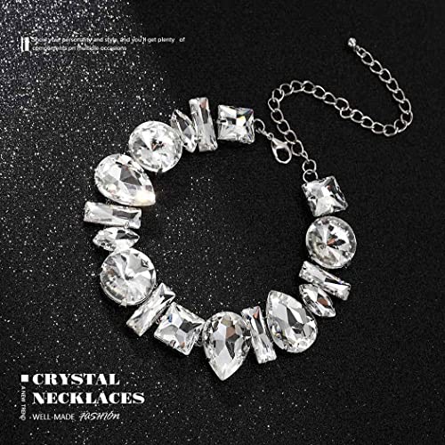 JONKY Rhinestone Choker Necklace Silver Big Diamond Jewelry for Women - Image 2