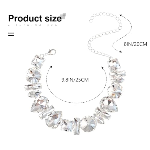 JONKY Rhinestone Choker Necklace Silver Big Diamond Jewelry for Women - Image 4