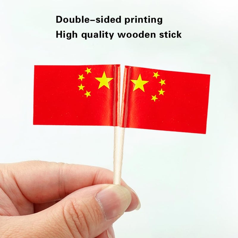 mflagperft China Flag Chinese Small Toothpick Mini Stick Flags Decorations (100 pcs) - Image 3