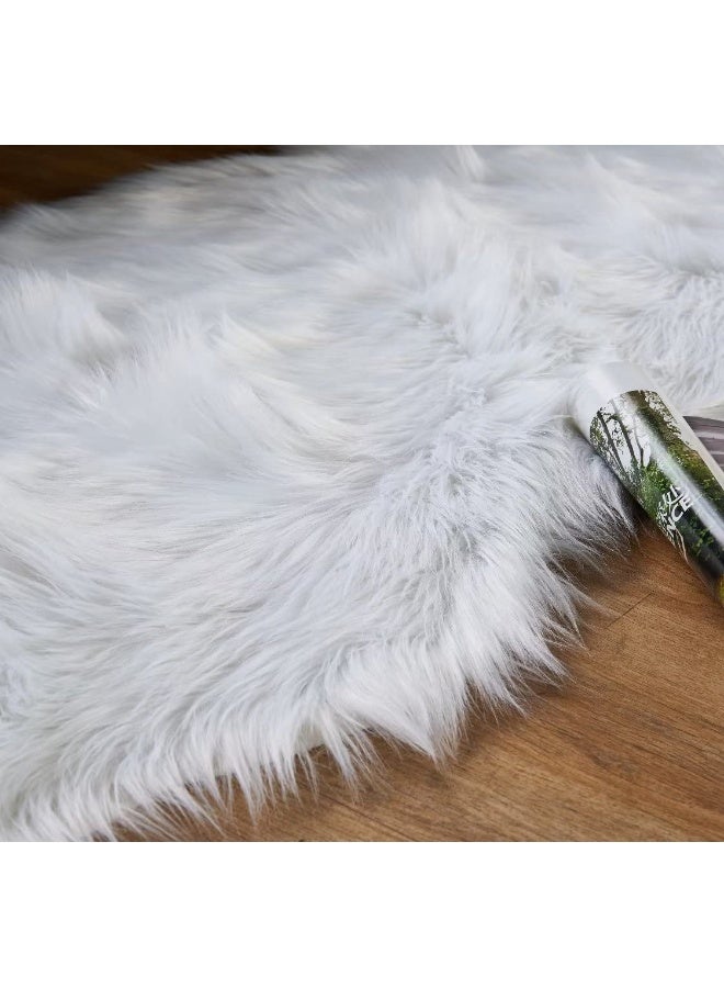 Easy Joy EasyJoy Ultra Soft Fluffy Shaggy Area Rug Faux Fur Rug Chair Cover Seat Pad Fuzzy Area Rug for Bedroom Floor Sofa Living Room (2 x 6 ft Sheepskin, White) - Image 4