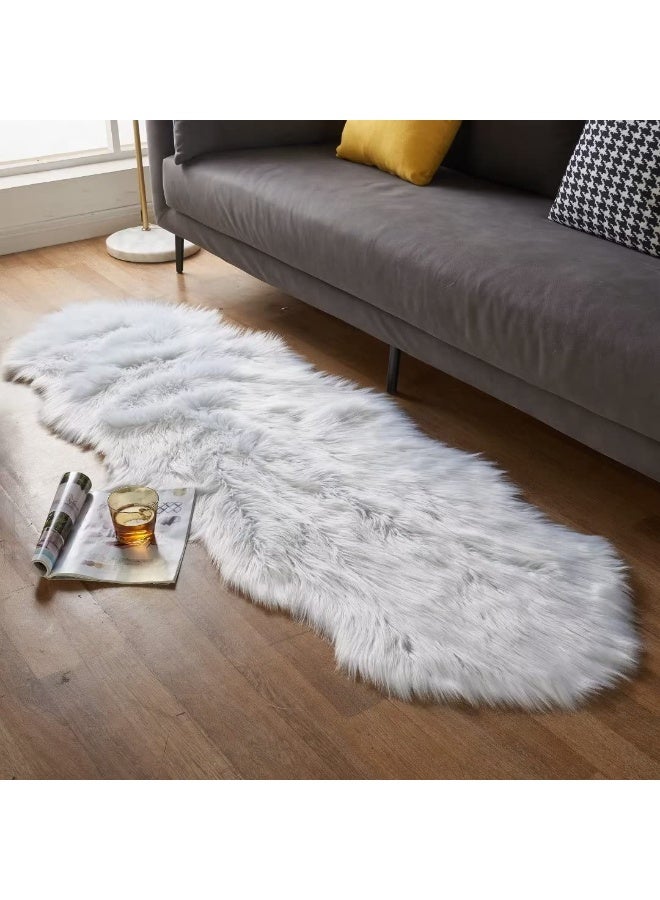 Easy Joy EasyJoy Ultra Soft Fluffy Shaggy Area Rug Faux Fur Rug Chair Cover Seat Pad Fuzzy Area Rug for Bedroom Floor Sofa Living Room (2 x 6 ft Sheepskin, White) - Image 2
