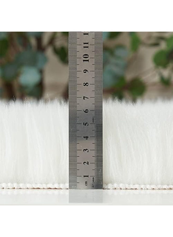 Easy Joy EasyJoy Ultra Soft Fluffy Shaggy Area Rug Faux Fur Rug Chair Cover Seat Pad Fuzzy Area Rug for Bedroom Floor Sofa Living Room (2 x 6 ft Sheepskin, White) - Image 5