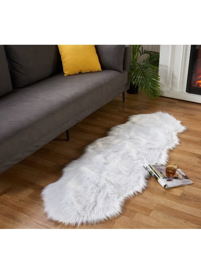 Easy Joy EasyJoy Ultra Soft Fluffy Shaggy Area Rug Faux Fur Rug Chair Cover Seat Pad Fuzzy Area Rug for Bedroom Floor Sofa Living Room (2 x 6 ft Sheepskin, White) - Image 3