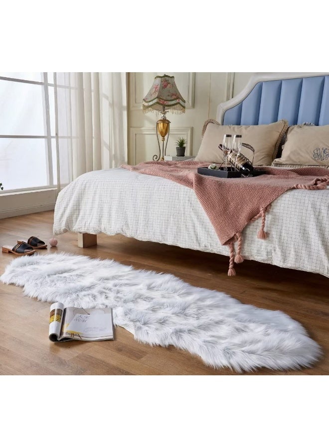 Easy Joy EasyJoy Ultra Soft Fluffy Shaggy Area Rug Faux Fur Rug Chair Cover Seat Pad Fuzzy Area Rug for Bedroom Floor Sofa Living Room (2 x 6 ft Sheepskin, White) - Image 1