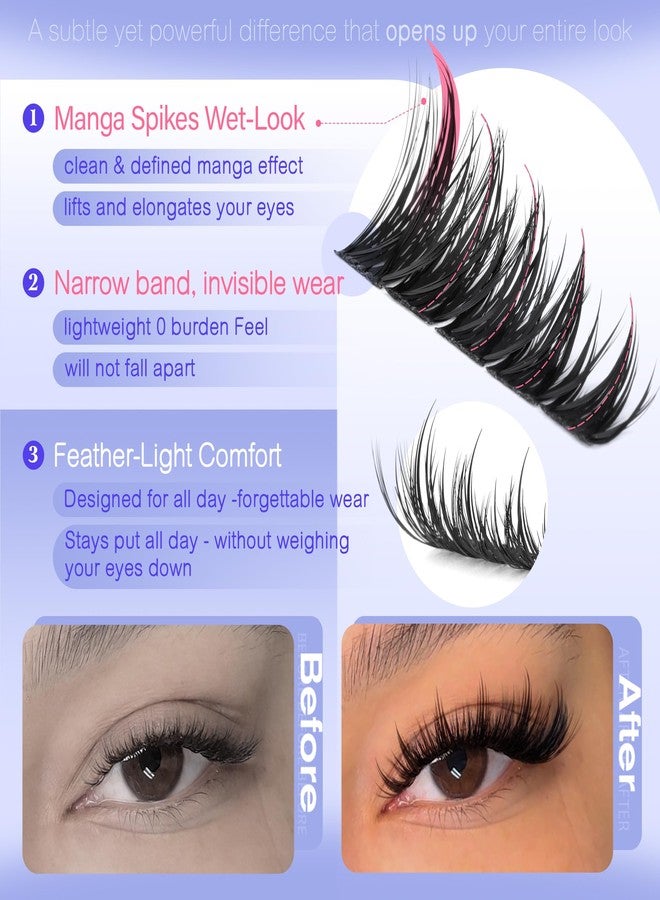 Pawotence Manga Lash Clusters 10-18mm Eyelash Clusters 120pcs Cluster Eyelash Extensions Anime Cluster Lashes Individual False Eyelashes for DIY Lash Extension at Home - Image 4