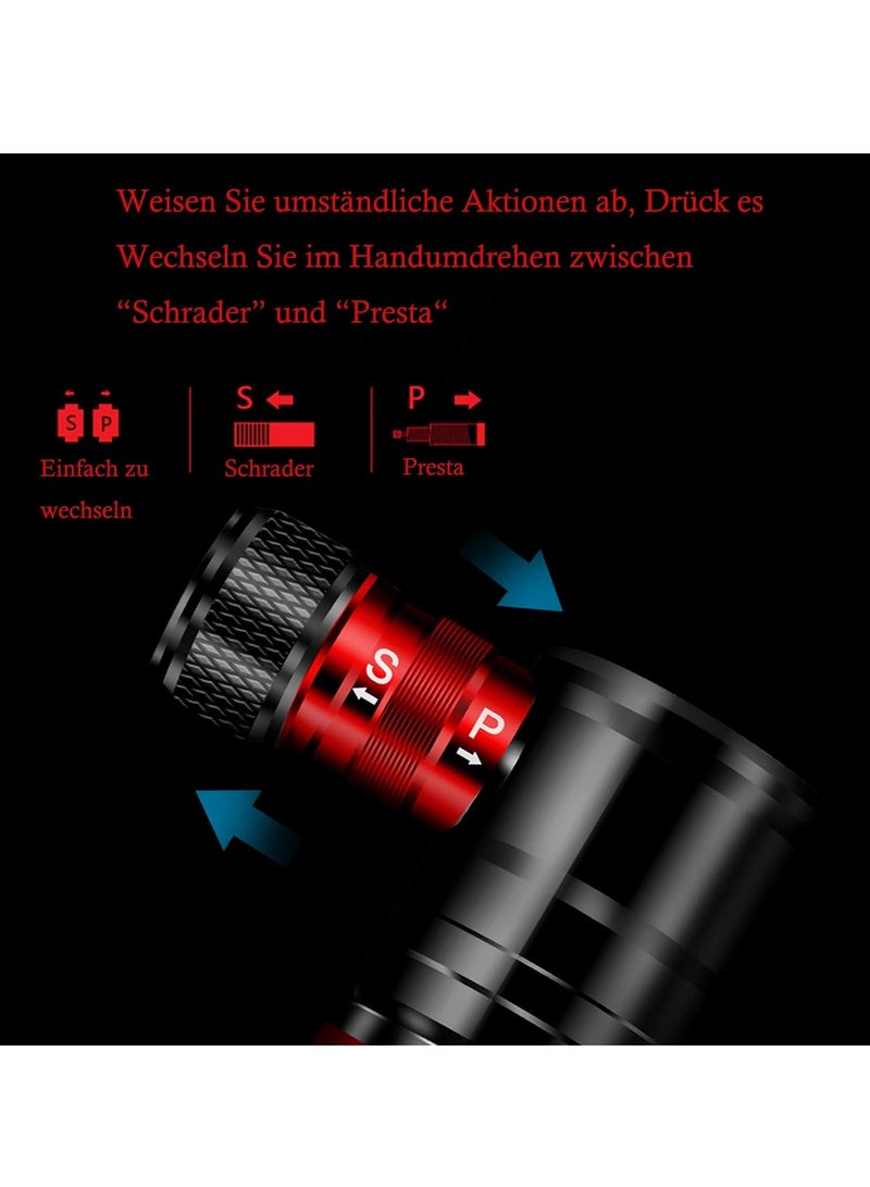 KASTWAVE Mini Bike Pump, Alloy Portable Bicycle Tire Pump, Hand Tyre Pumps, Super Fast Tyre Inflation and Easy to Switch Between Schrader and Presta Valve, Perfect for Road, Mountain and BMX Bikes - Image 3