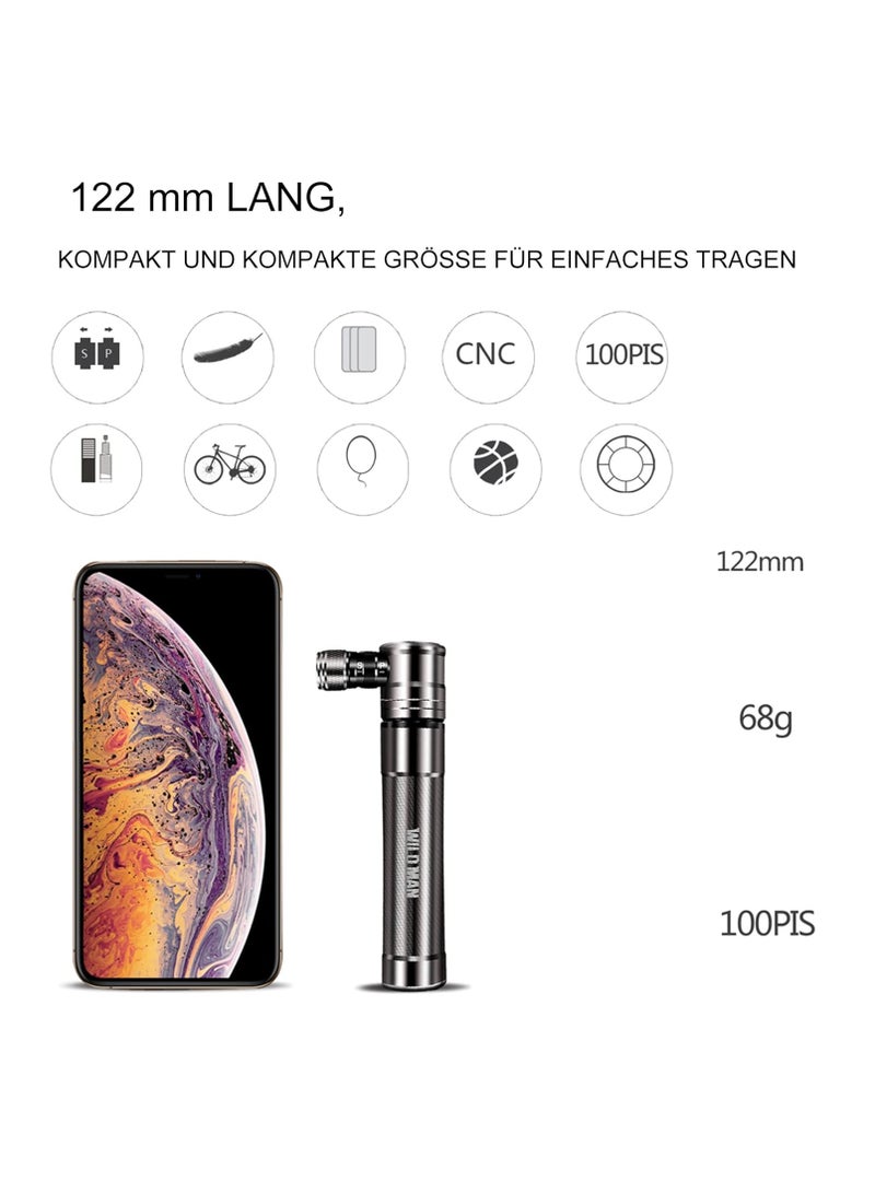 KASTWAVE Mini Bike Pump, Alloy Portable Bicycle Tire Pump, Hand Tyre Pumps, Super Fast Tyre Inflation and Easy to Switch Between Schrader and Presta Valve, Perfect for Road, Mountain and BMX Bikes - Image 5