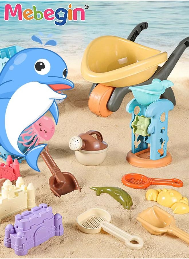 MEBEGIN 28 Pieces Beach Toys with Sand Bucket Hourglass Dump Truck and Shovels Sand Molds Kids Beach Toys Beach Sand Pails for Beach Travel, Sand Toys Outdoor Tool Kit for Kids for Kids and Toddlers  - Image 2