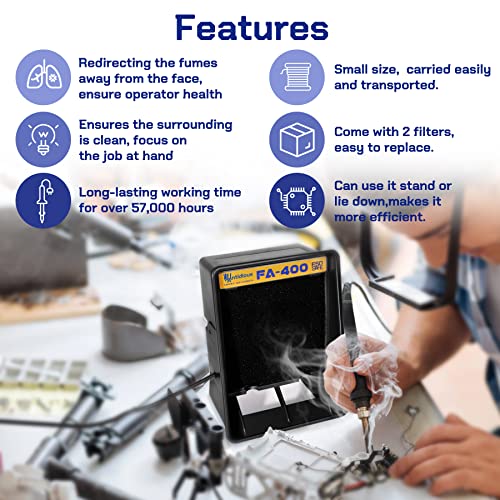 Antidious Fume Extractor Anti-ESD Solder Smoke Absorber Portable Filter for Soldering DIY Fan Extraction Equipment with Spare Activated Carbon for Brazing Welding Soldering, Fume Prevention Remover - Image 4