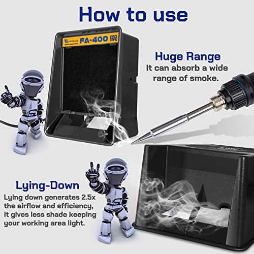 Antidious Fume Extractor Anti-ESD Solder Smoke Absorber Portable Filter for Soldering DIY Fan Extraction Equipment with Spare Activated Carbon for Brazing Welding Soldering, Fume Prevention Remover - Image 3