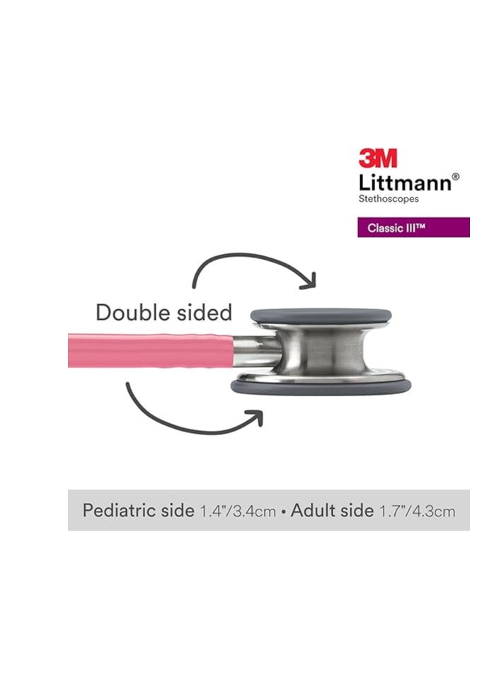 3M Littmann Classic Stethoscope – Pink Chestpiece and Pink Tube – 27 Inch Length – Model 5633 - Image 5