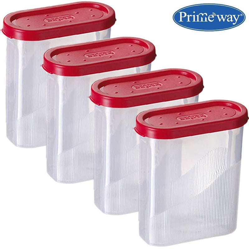 Primeway® Plastic Air Tight Food Savers Jars | Spices Containers | Masala Boxes | Kitchen Canisters for Fridge | 275ml each | Pack of 16 Pcs (Red) - Image 3